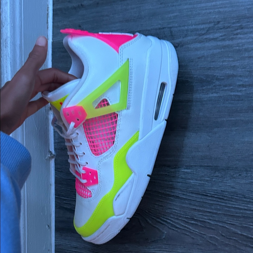 Jordan Women's Sneakers in White, Pink, and Yellow